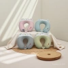 Cute cartoon bear-shaped U-shaped pillow, pink, light blue, gray and light yellow four-color striped memory foam travel pillow details Picture